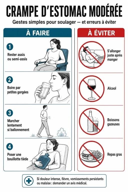 crampe estomac que faire : gestes à faire et à éviter pour soulager une douleur gastrique