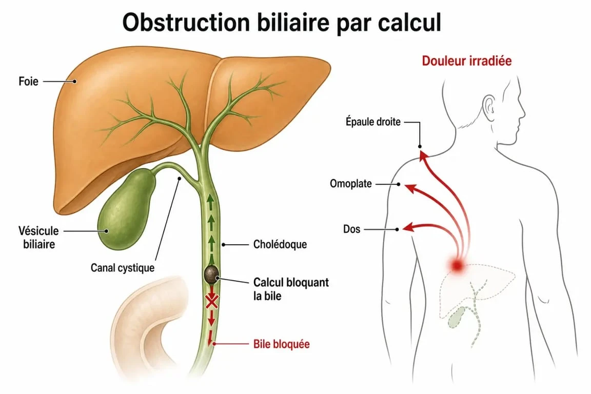 Schéma des symptômes de vésicule malade symptome et des voies biliaires