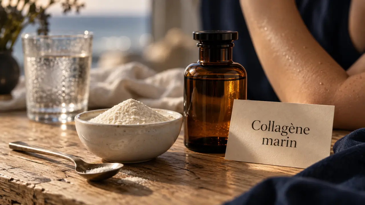 Collagène marin anti-âge : poudre de peptides, peau et texture