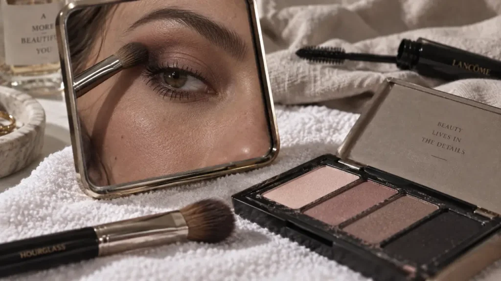 démonstration maquillage yeux : gros plan œil maquillé en cours