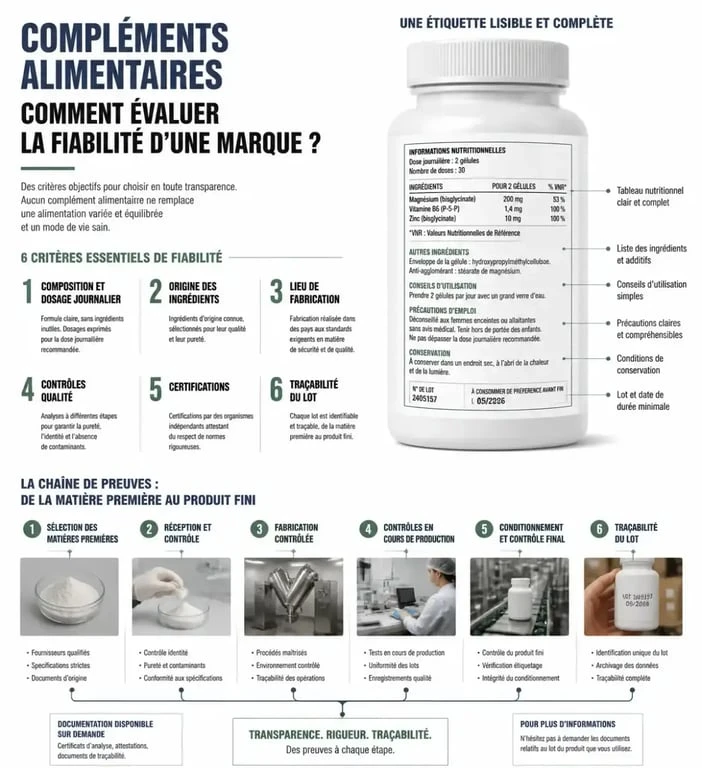 Critères pour comparer les marques de compléments alimentaires fiables