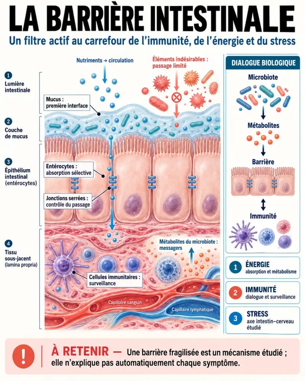 Schéma de la barrière intestinale et de l’immunité dans la santé holistique