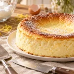 Gâteau fromage blanc affaissé, juste démoulé