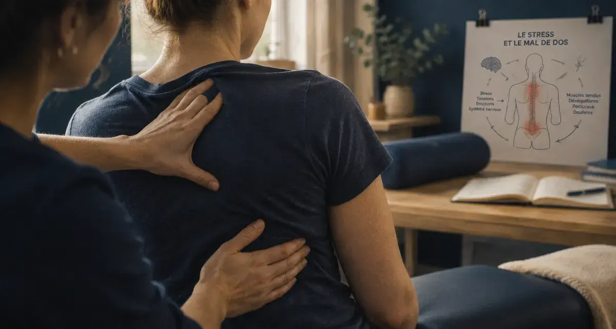 Stress et mal de dos : tension au dos en kinésithérapie, respiration lente
