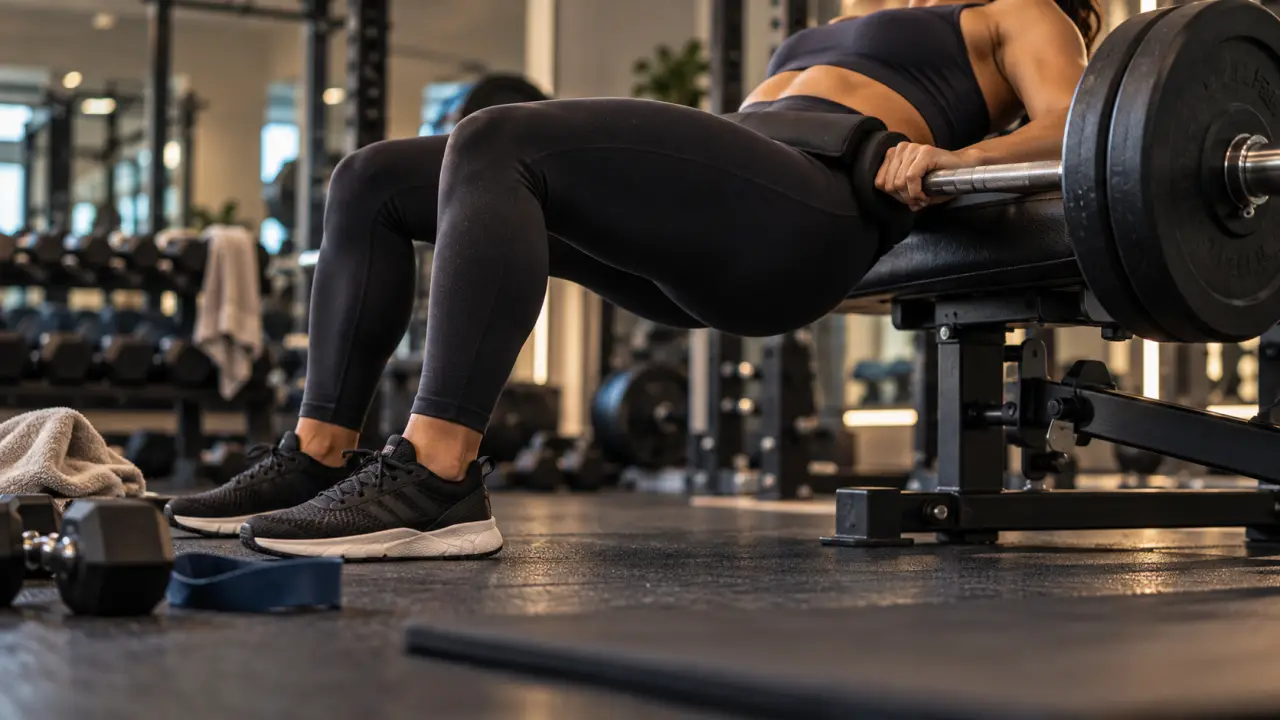 Fessier musclé femme : hip thrust en intérieur fitness