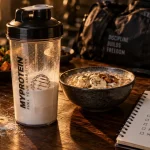 Shaker whey protéine prise de masse, porridge et calories